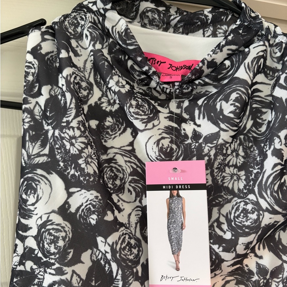 Betsey Johnson Monochrome Rose Print Dress